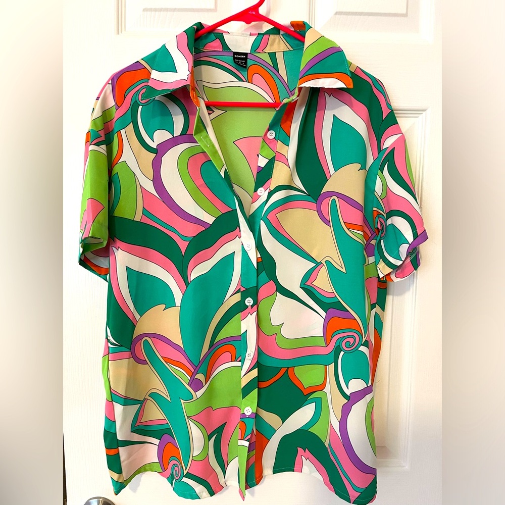3 Piece Groovy Matching Set with Bra, Shirt, and Shorts